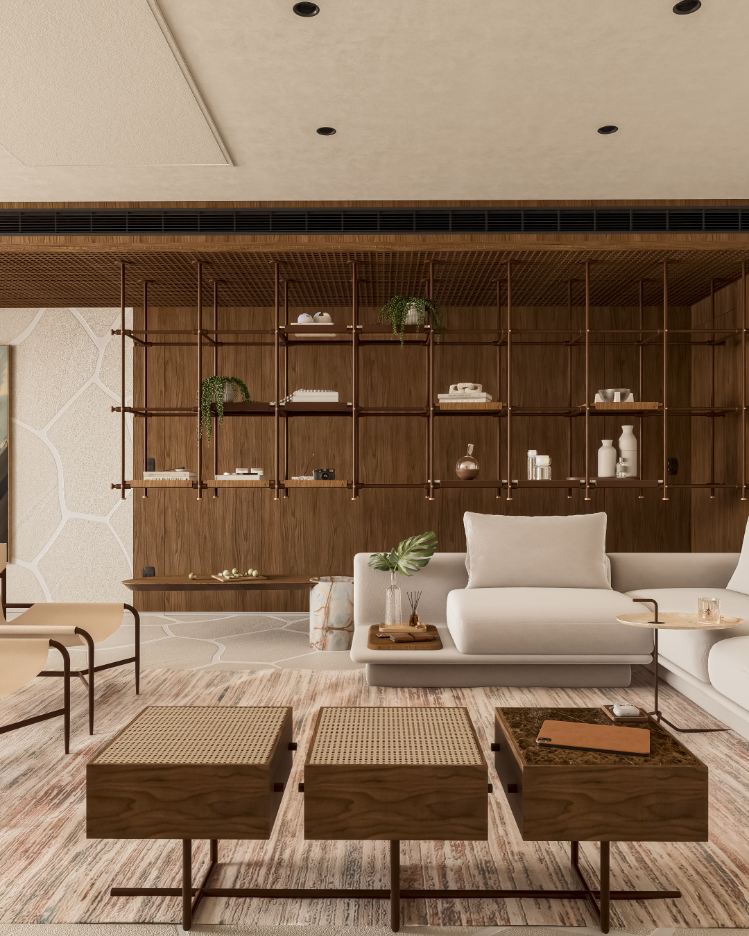 Apartamento Pedras | São José dos Campos | Planu Arquitetos

O Apartamento Pedras é um projeto de interiores com conceito integrado, que valoriza a conexão entre os ambientes e a fluidez espacial. Localizado em São José dos Campos, o apartamento apresenta uma paleta de materiais naturais, como madeira, pedra e tecidos em tons neutros, criando uma atmosfera acolhedora e sofisticada. A composição dos espaços integra cozinha, sala de jantar e estar, promovendo o convívio e a sensação de amplitude.

Os grandes panos de vidro permitem a entrada abundante de luz natural, que ressalta a textura dos materiais e o desenho do mobiliário. Destaque para o piso com paginação orgânica que remete a pedras naturais, reforçando o conceito do projeto. O mobiliário assinado e a marcenaria sob medida trazem funcionalidade e leveza, criando um ambiente contemporâneo e atemporal. 