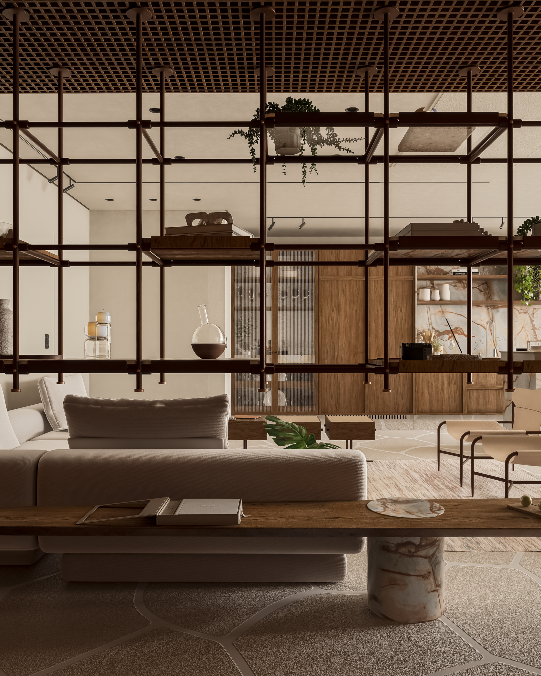 Apartamento Pedras | São José dos Campos | Planu Arquitetos

O Apartamento Pedras é um projeto de interiores com conceito integrado, que valoriza a conexão entre os ambientes e a fluidez espacial. Localizado em São José dos Campos, o apartamento apresenta uma paleta de materiais naturais, como madeira, pedra e tecidos em tons neutros, criando uma atmosfera acolhedora e sofisticada. A composição dos espaços integra cozinha, sala de jantar e estar, promovendo o convívio e a sensação de amplitude.

Os grandes panos de vidro permitem a entrada abundante de luz natural, que ressalta a textura dos materiais e o desenho do mobiliário. Destaque para o piso com paginação orgânica que remete a pedras naturais, reforçando o conceito do projeto. O mobiliário assinado e a marcenaria sob medida trazem funcionalidade e leveza, criando um ambiente contemporâneo e atemporal. 