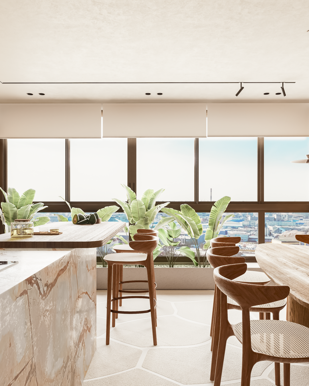 Apartamento Pedras | São José dos Campos | Planu Arquitetos

O Apartamento Pedras é um projeto de interiores com conceito integrado, que valoriza a conexão entre os ambientes e a fluidez espacial. Localizado em São José dos Campos, o apartamento apresenta uma paleta de materiais naturais, como madeira, pedra e tecidos em tons neutros, criando uma atmosfera acolhedora e sofisticada. A composição dos espaços integra cozinha, sala de jantar e estar, promovendo o convívio e a sensação de amplitude.

Os grandes panos de vidro permitem a entrada abundante de luz natural, que ressalta a textura dos materiais e o desenho do mobiliário. Destaque para o piso com paginação orgânica que remete a pedras naturais, reforçando o conceito do projeto. O mobiliário assinado e a marcenaria sob medida trazem funcionalidade e leveza, criando um ambiente contemporâneo e atemporal. 