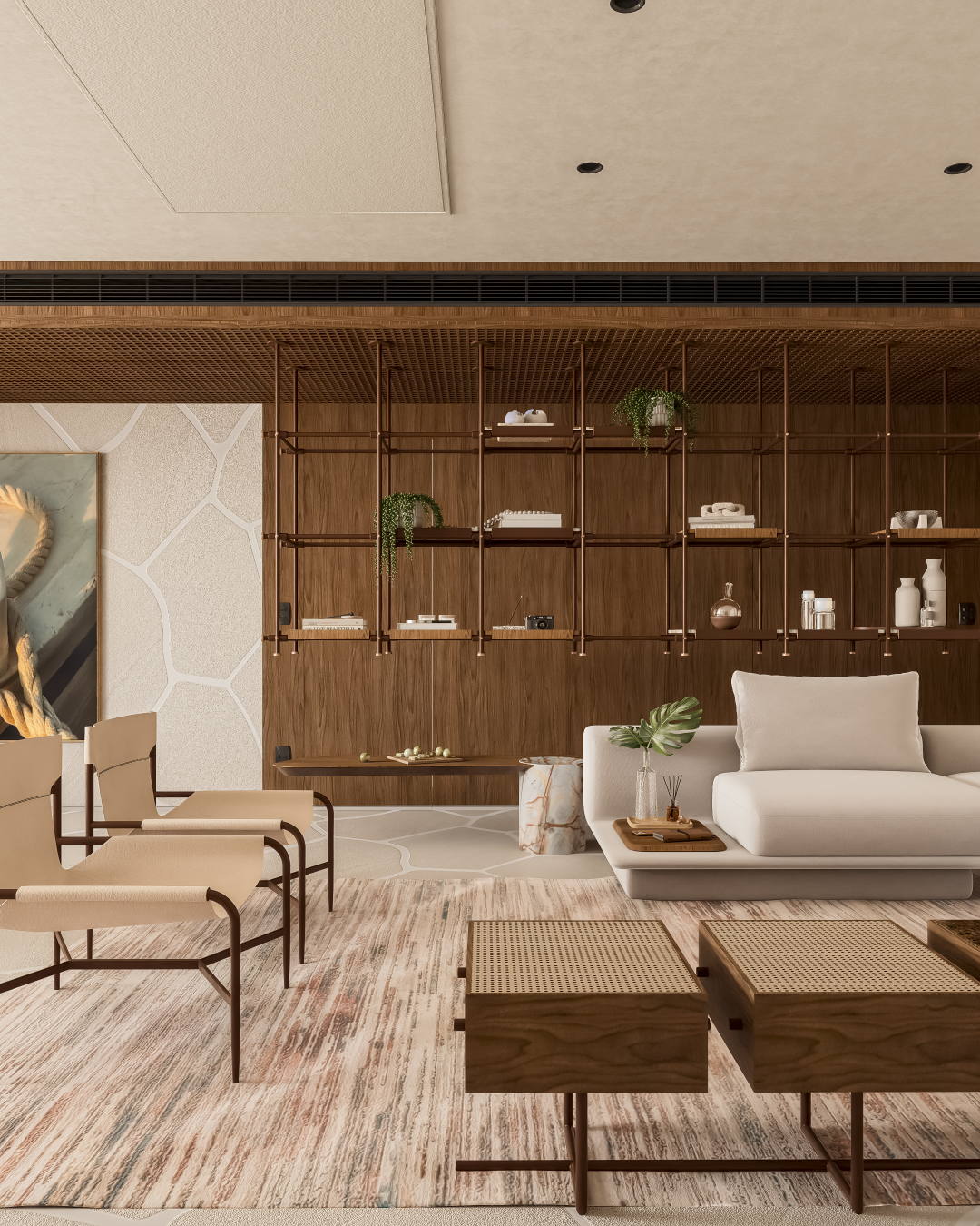 Apartamento Pedras | São José dos Campos | Planu Arquitetos

O Apartamento Pedras é um projeto de interiores com conceito integrado, que valoriza a conexão entre os ambientes e a fluidez espacial. Localizado em São José dos Campos, o apartamento apresenta uma paleta de materiais naturais, como madeira, pedra e tecidos em tons neutros, criando uma atmosfera acolhedora e sofisticada. A composição dos espaços integra cozinha, sala de jantar e estar, promovendo o convívio e a sensação de amplitude.

Os grandes panos de vidro permitem a entrada abundante de luz natural, que ressalta a textura dos materiais e o desenho do mobiliário. Destaque para o piso com paginação orgânica que remete a pedras naturais, reforçando o conceito do projeto. O mobiliário assinado e a marcenaria sob medida trazem funcionalidade e leveza, criando um ambiente contemporâneo e atemporal. 